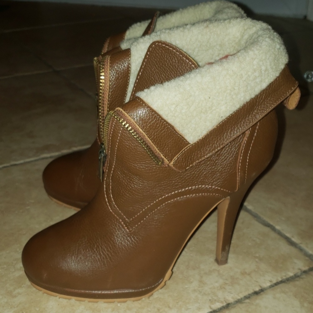 Shearling ankle booties